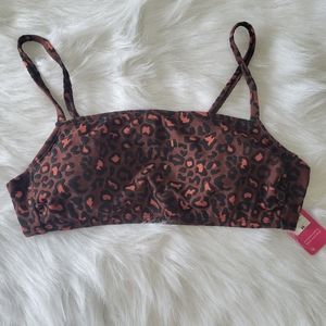 Xhilaration Burnt Orange and Black Leopard Print Bralette Bikini Top NWT